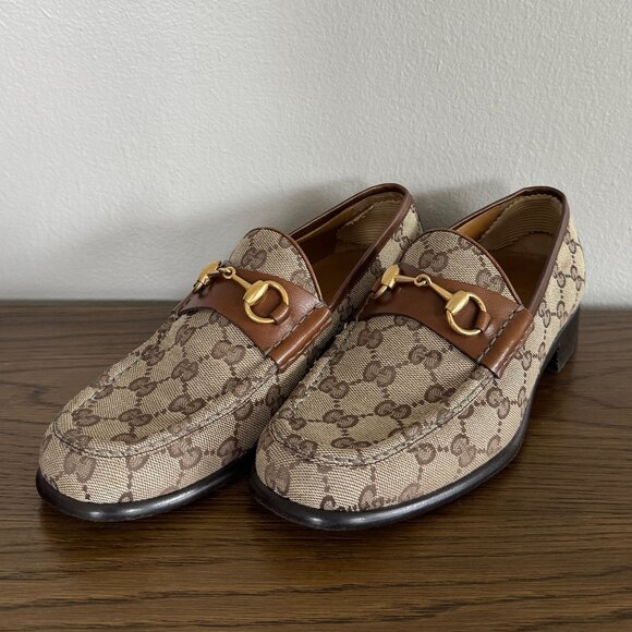 GUCCI GG CANVAS Vintage Loafers BROWN 40E - Picture 1 of 7